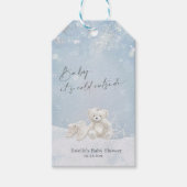 Baby, It's Cold Outside Teddy Bear Snowflakes Cadeaulabel (Voorkant)