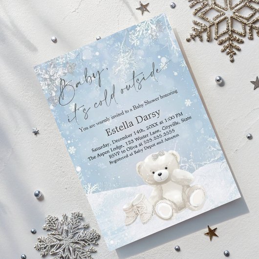 Baby, It's Cold Outside Teddy Bear snowflakes  Kaart
