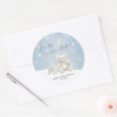 Baby, It's Cold Outside Teddy Bear Snowy Accent Ronde Sticker (Envelop)