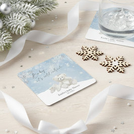 Baby, It's Cold Outside Teddy Bear Winter Accent Kartonnen Onderzetters