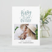 Baby it's cold outside typografie Kerst foto Save The Date (Staand voorkant)