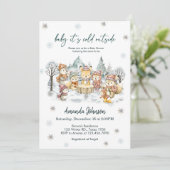 Baby It's Cold Outside Winter Animals Baby Shower Kaart (Staand voorkant)