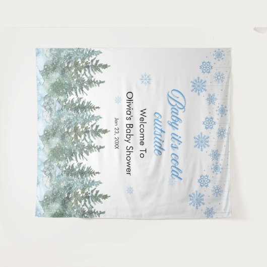 Baby It's Cold Outside Winter Baby Shower Backdrop Wandkleed (Voorkant (horizontaal))