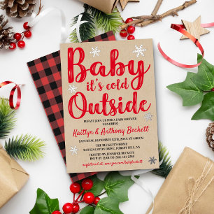 Baby It's Cold Outside Winter Baby Shower Echt Folie Uitnodiging