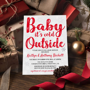 Baby It's Cold Outside Winter Baby Shower Echt Folie Uitnodiging