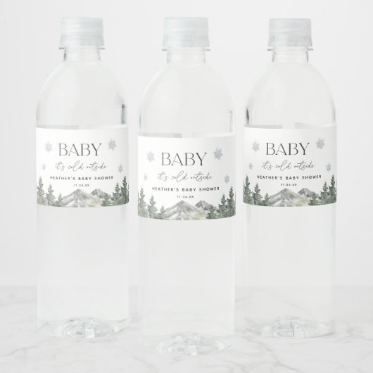 Baby It's Cold Outside Winter Baby Shower Favoren Waterfles Etiket (Flessen)