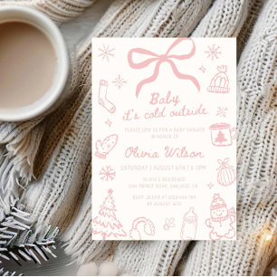 Baby It's Cold Outside Winter Baby Shower Feestje Kaart