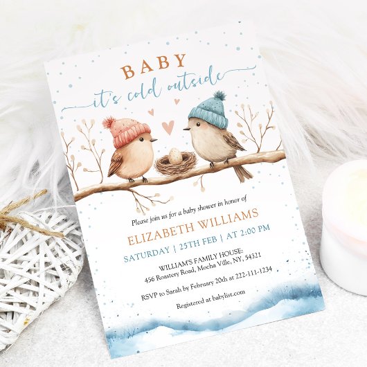 Baby it's cold outside, Winter Baby Shower Invitat Kaart