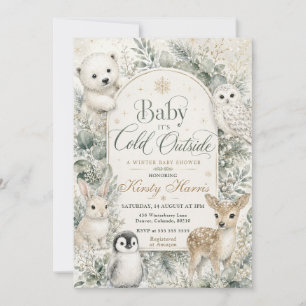 Baby It's Cold Outside Winter Baby Shower Kaart