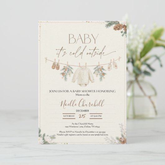 Baby It's Cold Outside Winter Baby Shower  Kaart (Staand voorkant)