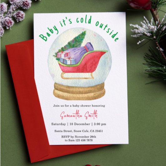 Baby It's Cold Outside Winter Baby Shower Kaart