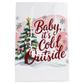 Baby, It's Cold Outside Winter Baby Shower  Medium Cadeauzakje (Achterkant)