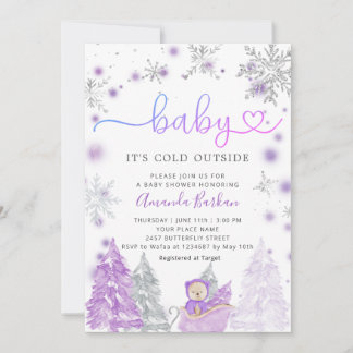 Baby Its Cold Outside Winter Baby Shower Purple Kaart