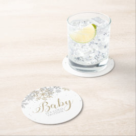 Baby It's Cold Outside Winter Baby Shower Ronde Kartonnen Onderzetter
