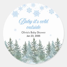 Baby It's Cold Outside Winter Baby Shower Ronde Sticker