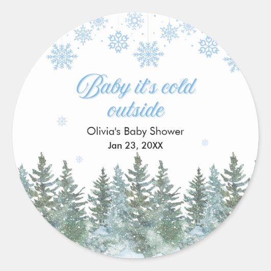 Baby It's Cold Outside Winter Baby Shower Ronde Sticker (Voorkant)