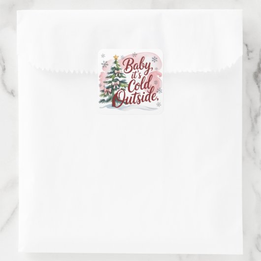 Baby, It's Cold Outside Winter Baby Shower Vierkante Sticker (Tas)