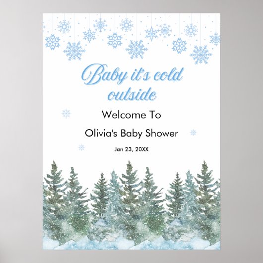 Baby It's Cold Outside Winter Baby Shower Welcome  Poster (Voorkant)