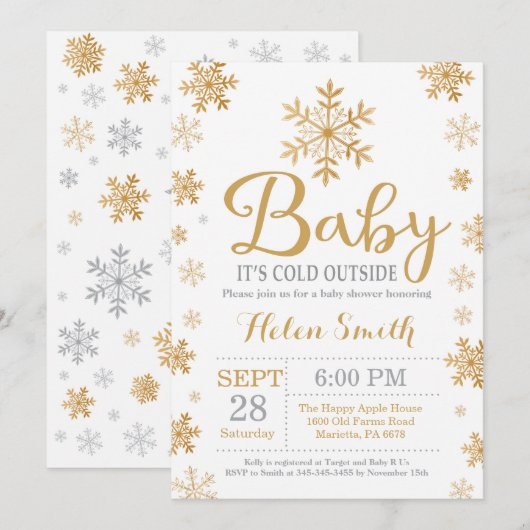 Baby It's Cold Outside Winter Babyshower Kaart (Voorkant / Achterkant)