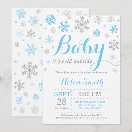 Baby It's Cold Outside Winter Babyshower Kaart (Voorkant / Achterkant)