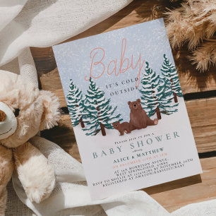 Baby It's Cold Outside Winter Bear Baby Shower Kaart