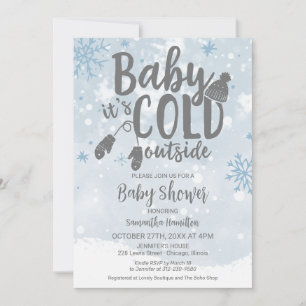 Baby It's Cold Outside Winter Blauwe Jongens Baby  Kaart