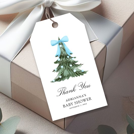 Baby It's Cold Outside Winter Blauwe Strik Bedankt Cadeaulabel