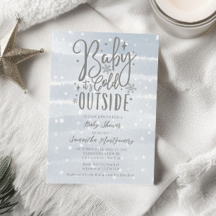 Baby It's Cold Outside Winter Boy Baby Shower Kaart