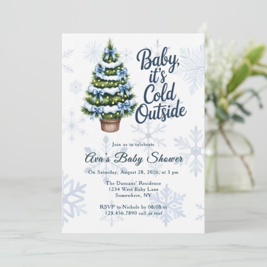 Baby, It's Cold Outside Winter Boy Baby Shower  Kaart (Staand voorkant)
