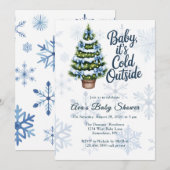 Baby, It's Cold Outside Winter Boy Baby Shower  Kaart (Voorkant / Achterkant)