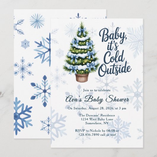 Baby, It's Cold Outside Winter Boy Baby Shower  Kaart (Voorkant / Achterkant)