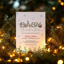 Baby It's Cold Outside Winter Dieren Baby Shower Kaart