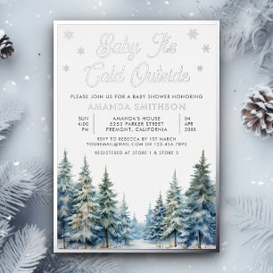 Baby It's Cold Outside Winter Forest Baby Shower Folie Uitnodiging