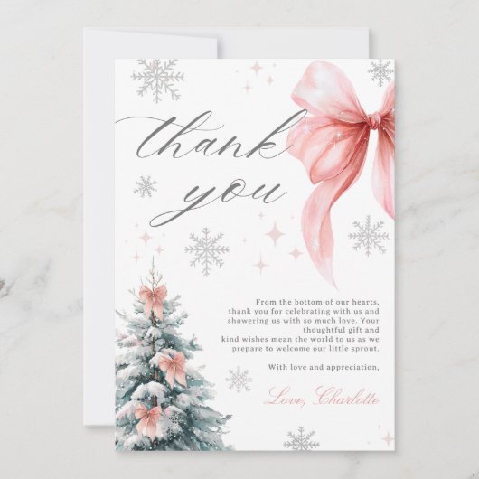 Baby it's cold outside Winter Girl Baby Shower Bedankkaart (Voorkant)