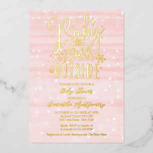 Baby It's Cold Outside Winter Girl Baby Shower Folie Uitnodiging