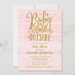 Baby It's Cold Outside Winter Girl Baby Shower Kaart