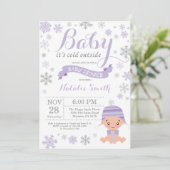 Baby It's Cold Outside Winter Girl Baby Shower Kaart (Staand voorkant)