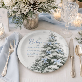Baby It's Cold Outside Winter Jongen Baby Shower Papieren Bordje