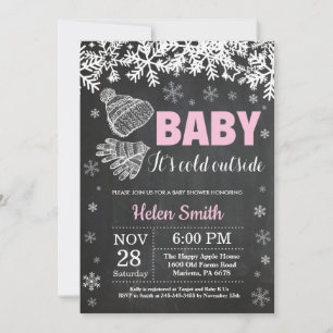 Baby it's Cold Outside Winter Meisje Baby Shower Kaart