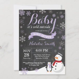 Baby It's Cold Outside Winter Meisje Baby Shower Kaart