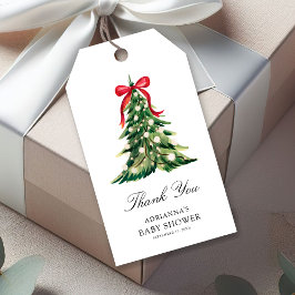 Baby It's Cold Outside Winter Rode Boog Bedankt Cadeaulabel