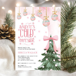 Baby It's Cold Outside Winter Roze Strik Baby Borr Kaart
