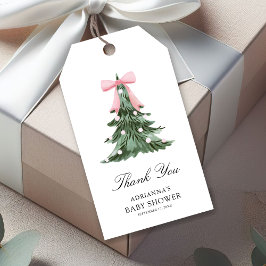 Baby It's Cold Outside Winter Roze Strikje Bedankt Cadeaulabel