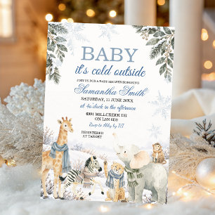 Baby It's Cold Outside Winter Safari Baby Shower Kaart