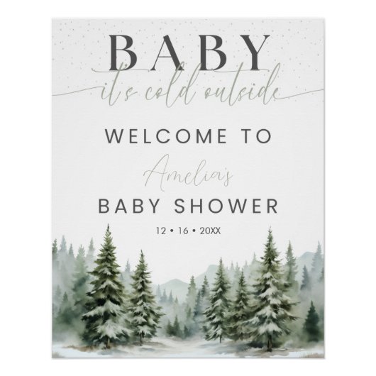 Baby It's Cold Outside Winter Shower Welcome Sign Perfect Poster (Voorkant)