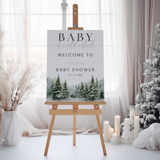 Baby It's Cold Outside Winter Shower Welcome Sign Perfect Poster