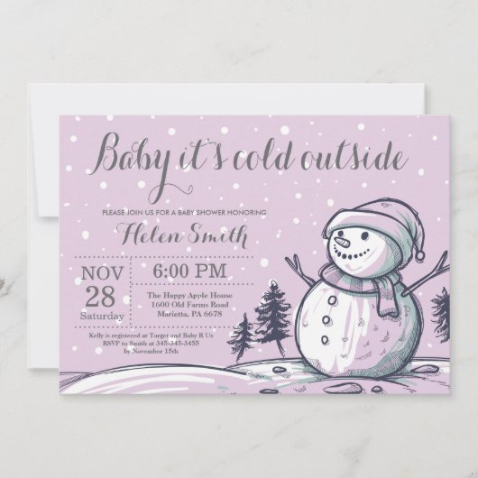 Baby its Cold Outside Winter Snowman Baby shower Kaart (Voorkant)