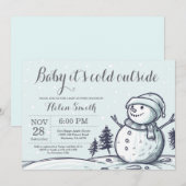 Baby its Cold Outside Winter Snowman Baby shower Kaart (Voorkant / Achterkant)