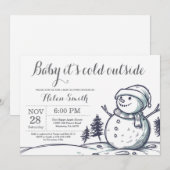 Baby its Cold Outside Winter Snowman Baby shower Kaart (Voorkant / Achterkant)
