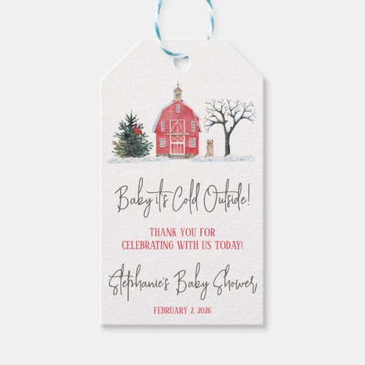 Baby It's Cold Outside, Winter Thema Baby Shower Cadeaulabel (Voorkant)